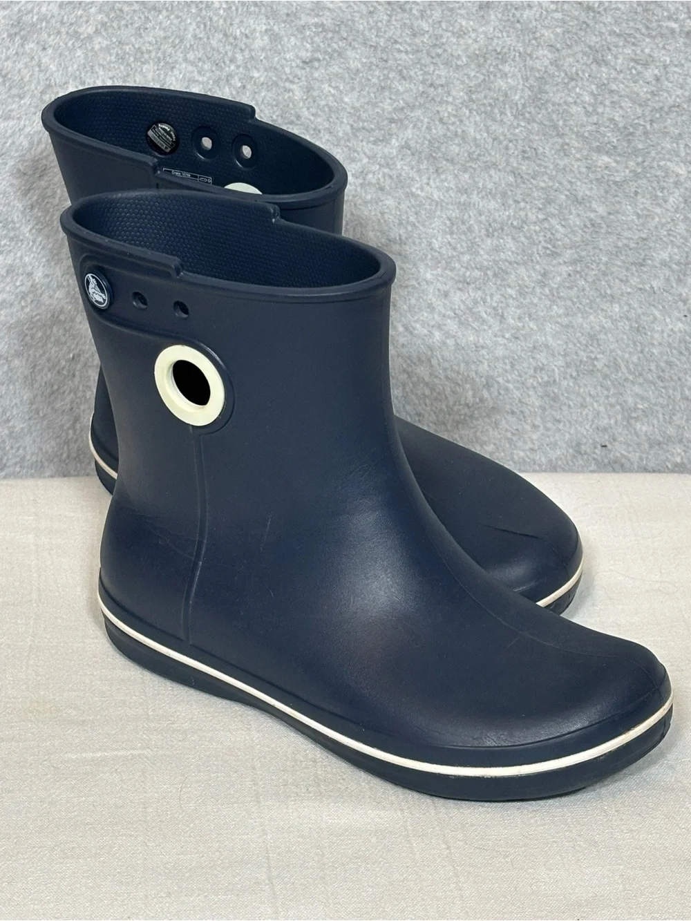 Crocs Jaunt Shorty Waterproof Ankle Rain Boots-Navy Blue-Women Size 7